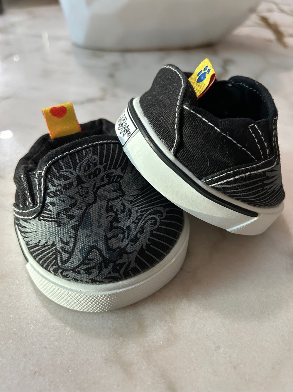 BABW Build-A-Bear Black Dinosaur Print shoes for teddy bears- Slip on Style